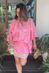 Sonam Parmar Jhawar_Pink Cotton Collared Designer Skirt And Top Set _at_Aza_Fashions