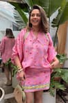 Shop_Sonam Parmar Jhawar_Pink Cotton Collared Designer Skirt And Top Set 