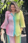 Buy_Sonam Parmar Jhawar_Multi Color Collared Multicolor Crush Fabric Shirt And Pant Set _Online_at_Aza_Fashions