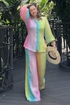 Sonam Parmar Jhawar_Multi Color Collared Multicolor Crush Fabric Shirt And Pant Set _at_Aza_Fashions