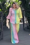 Buy_Sonam Parmar Jhawar_Multi Color Collared Multicolor Crush Fabric Shirt And Pant Set _at_Aza_Fashions