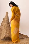 Shop_Naina Jain_Yellow Silk Bandhani Patchwork Saree _at_Aza_Fashions