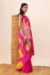 Naina Jain_Pink Silk Rani Multi Bandhani Patchwork Saree _Online_at_Aza_Fashions