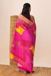 Buy_Naina Jain_Pink Silk Rani Multi Bandhani Patchwork Saree _Online_at_Aza_Fashions