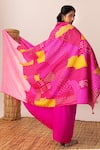 Shop_Naina Jain_Pink Silk Rani Multi Bandhani Patchwork Saree _at_Aza_Fashions