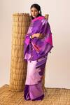 Naina Jain_Purple Silk Multi Bandhani Patchwork Saree _Online_at_Aza_Fashions