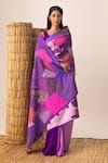Buy_Naina Jain_Purple Silk Multi Bandhani Patchwork Saree _at_Aza_Fashions