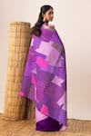 Shop_Naina Jain_Purple Silk Multi Bandhani Patchwork Saree _at_Aza_Fashions