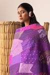 Buy_Naina Jain_Purple Silk Multi Bandhani Patchwork Saree _Online_at_Aza_Fashions