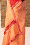 Buy_Naina Jain_Orange Silk, Cotton Embroidery V-neck Polka Bandhani Saree With Blouse _Online_at_Aza_Fashions