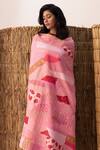 Buy_Naina Jain_Pink Silk, Cotton Gota Patti Patchwork Bandhani Palla Saree _Online_at_Aza_Fashions