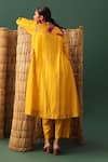 Shop_Naina Jain_Mustard Silk Round Neck Patchwork Bandhani Suit Set _at_Aza_Fashions