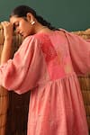 Naina Jain_Pink Chanderi, Silk, Satin, Georgette Round Neck Patchwork Suit Set _Online_at_Aza_Fashions