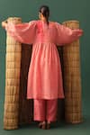 Shop_Naina Jain_Pink Chanderi, Silk, Satin, Georgette Round Neck Patchwork Suit Set _at_Aza_Fashions