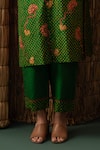 Shop_Naina Jain_Green , Organza Embroidery Round Neck Bandhani Aari Suit Set _Online_at_Aza_Fashions