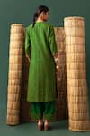 Shop_Naina Jain_Green , Organza Embroidery Round Neck Bandhani Aari Suit Set _at_Aza_Fashions