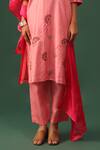 Buy_Naina Jain_Pink , Organza Embroidery Round Neck Bandhani Aari Kurta Set _Online_at_Aza_Fashions