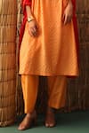 Naina Jain_Orange Silk Zari, Embroidery Round Neck Bandhani Zardozi Kurta Set _Online_at_Aza_Fashions