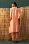 Shop_Naina Jain_Orange Silk, Satin, Georgette Mirrors Mandarin Light Bandhani Work Kurta Set _at_Aza_Fashions