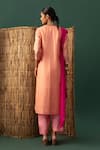 Shop_Naina Jain_Peach Silk Gota Patti V-neck Bandhani Suit Set _at_Aza_Fashions