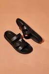 Shop_Dmodot_Black Designer Leather Sandals _at_Aza_Fashions