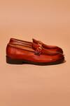 Shop_Dmodot_Brown Buckles Designer Leather Moccasin Shoes _at_Aza_Fashions