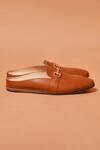 Dmodot_Brown Buckles Designer Leather Slip-on Shoes _Online_at_Aza_Fashions