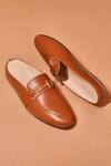Shop_Dmodot_Brown Buckles Designer Leather Slip-on Shoes _at_Aza_Fashions