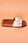 Shop_Dmodot_White Embroidery Designer Salt Slider Sandals _at_Aza_Fashions