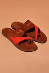 Buy_Dmodot_Brown Embroidery Chilli Leather Slippers _at_Aza_Fashions