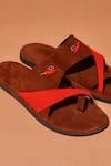 Buy_Dmodot_Brown Embroidery Chilli Leather Slippers _Online_at_Aza_Fashions