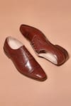 Shop_Dmodot_Brown Cut Work Leather Brogue Shoes _at_Aza_Fashions