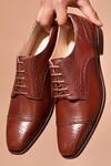 Buy_Dmodot_Brown Cut Work Leather Brogue Shoes _Online_at_Aza_Fashions