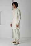 Chhaya Mehrotra_Ivory Chanderi Embroidery Mirror Kurta Set _Online_at_Aza_Fashions