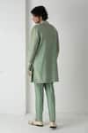Shop_Chhaya Mehrotra_Green Chanderi Mirrors Sage Embroidered Kurta Set _at_Aza_Fashions