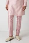 Buy_Chhaya Mehrotra_Peach Chanderi Embroidery Pink Block Printed Kurta Set _Online_at_Aza_Fashions