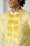 Shop_Chhaya Mehrotra_Yellow Chanderi Embroidery Sunstruck Block Printed Kurta Set _Online_at_Aza_Fashions