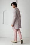 Shop_Chhaya Mehrotra_Pink Chanderi Dusty Block Printed Kurta Set _at_Aza_Fashions