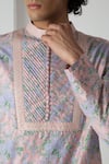 Shop_Chhaya Mehrotra_Pink Chanderi Dusty Block Printed Kurta Set _Online_at_Aza_Fashions