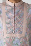Chhaya Mehrotra_Pink Chanderi Dusty Block Printed Kurta Set _at_Aza_Fashions