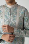 Buy_Chhaya Mehrotra_Gray Chanderi Ash Grey Block Printed Kurta Set _Online_at_Aza_Fashions
