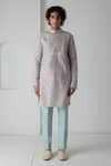 Buy_Chhaya Mehrotra_Aqua Chanderi Block Printed Kurta Set _at_Aza_Fashions