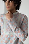 Shop_Chhaya Mehrotra_Aqua Chanderi Block Printed Kurta Set _Online_at_Aza_Fashions