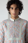 Chhaya Mehrotra_Aqua Chanderi Block Printed Kurta Set _at_Aza_Fashions