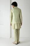 Shop_Chhaya Mehrotra_Teal Silk, Brocade, Chanderi Embroidery Green Esper Bandi Set _at_Aza_Fashions