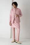 Buy_Chhaya Mehrotra_Pink Silk, Brocade, Chanderi Blooming Tanchui Bundi Set _at_Aza_Fashions