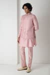 Shop_Chhaya Mehrotra_Pink Silk, Brocade, Chanderi Blooming Tanchui Bundi Set _Online_at_Aza_Fashions