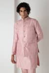 Chhaya Mehrotra_Pink Silk, Brocade, Chanderi Blooming Tanchui Bundi Set _at_Aza_Fashions