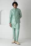Buy_Chhaya Mehrotra_Green Brocade, Chanderi Embroidery Cascade Esper Bundi Set _at_Aza_Fashions