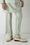 Chhaya Mehrotra_Green Brocade, Chanderi Embroidery Glass Esper Bundi Set _Online_at_Aza_Fashions